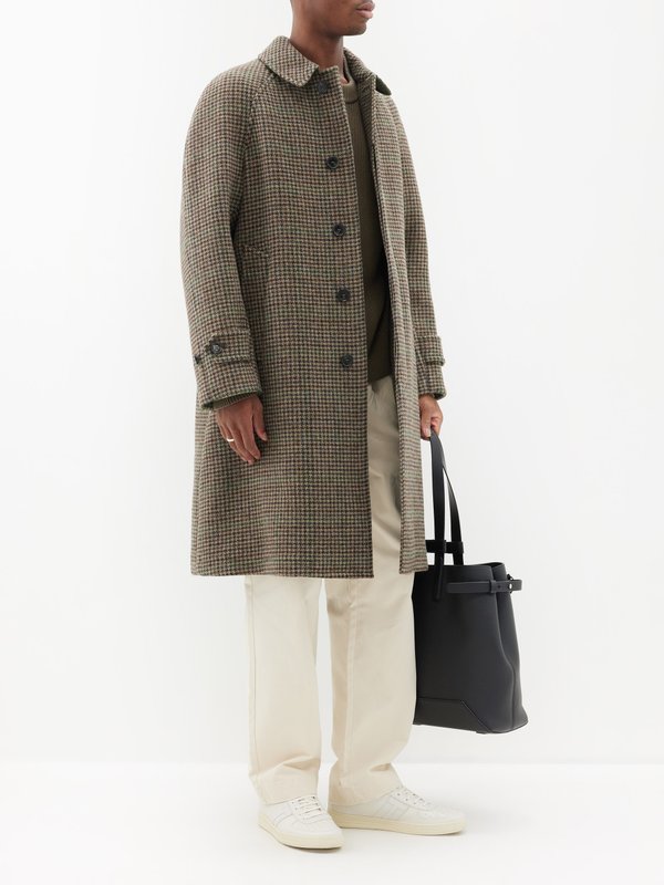 Mackintosh Boston houndstooth pressed-wool overcoat