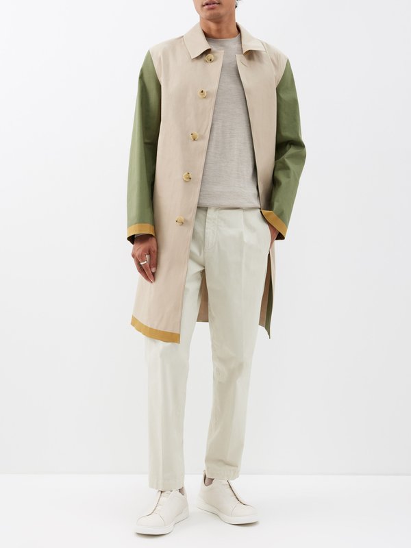 Mackintosh Oxford colour-block bonded-cotton overcoat