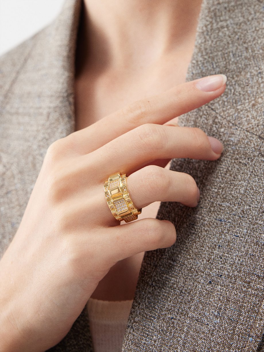 Gold Cubic zirconia & 18kt gold-plated ring | Bottega Veneta