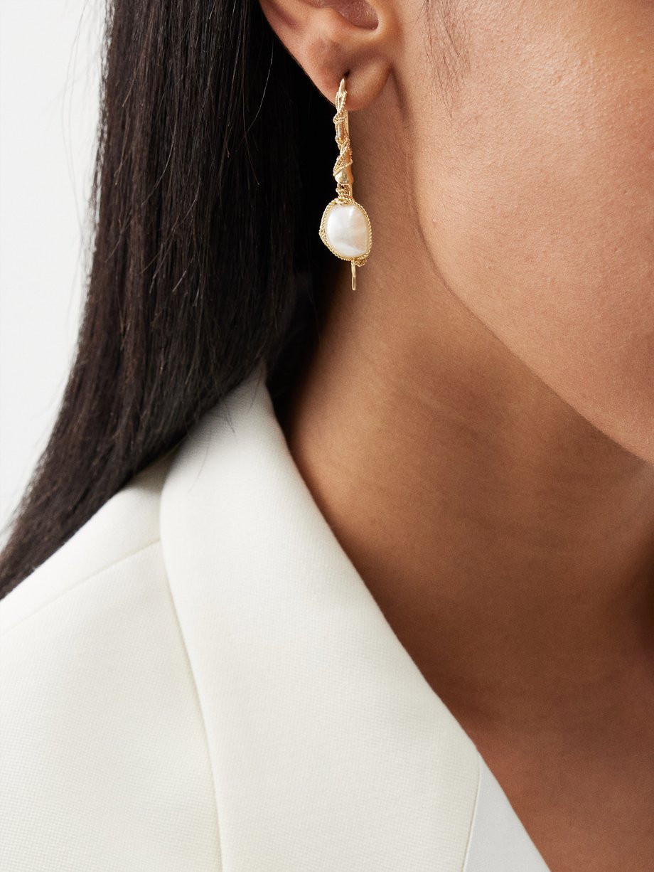 Gold Rope 18kt gold-plated & pearl earrings | Bottega Veneta | MATCHES UK