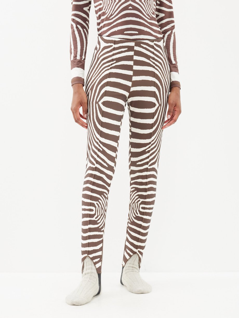 Brown Elaine zebra-print stirrup ski trousers, Bogner