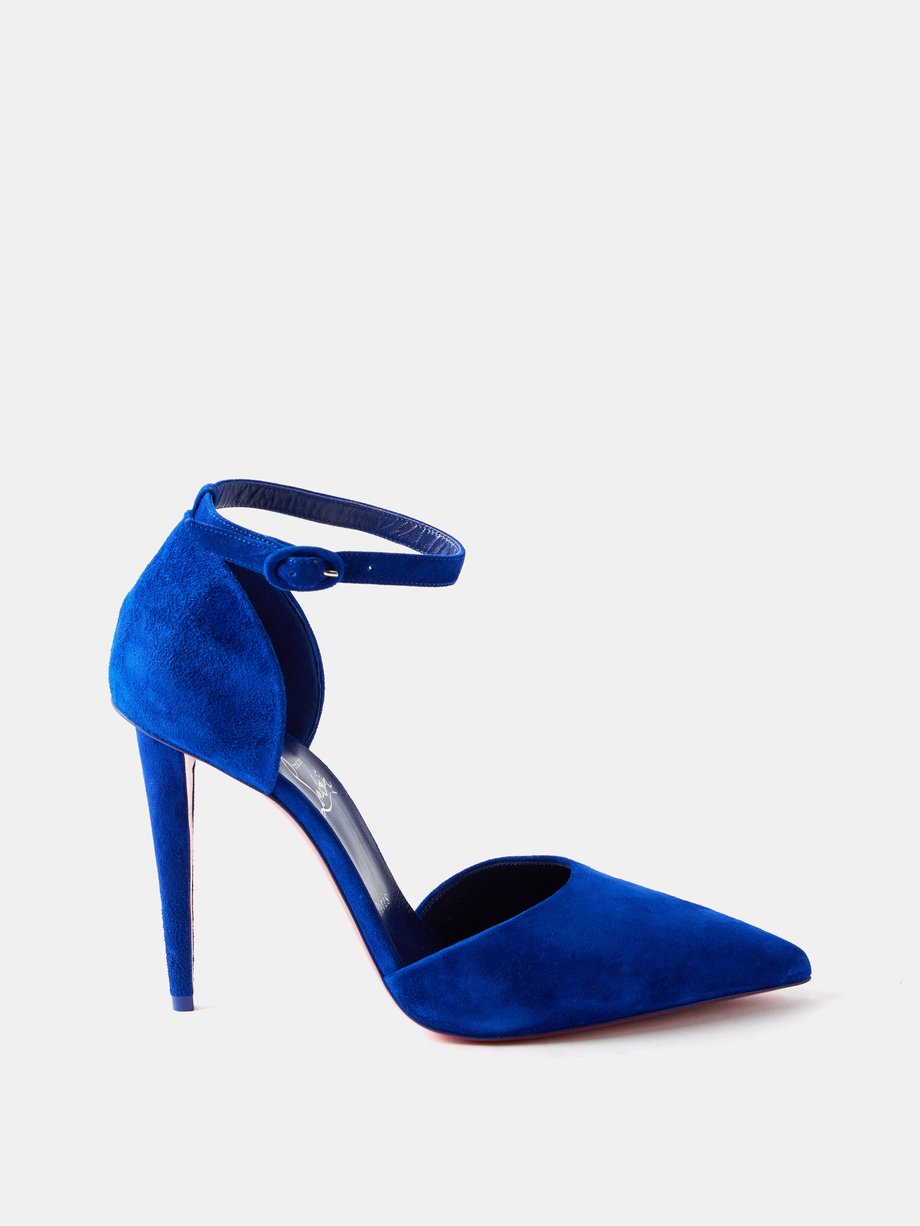blue christian louboutin wedding heels shot with wedding rings