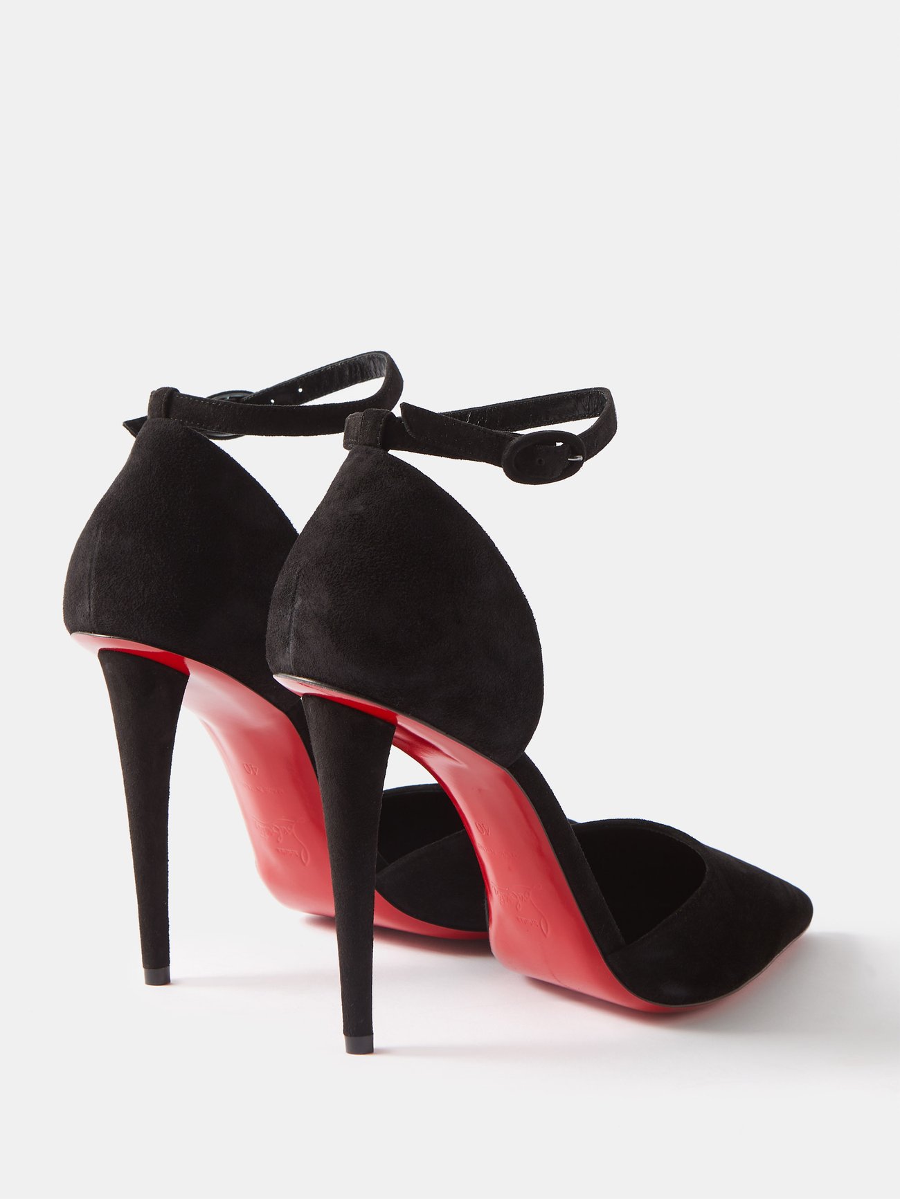Christian Louboutin Black Leather Uptown Ankle Strap Pumps Size 38