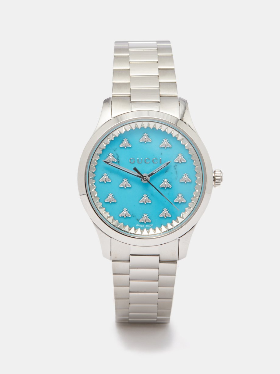 Silver G-Timeless turquoise & stainless-steel watch | Gucci
