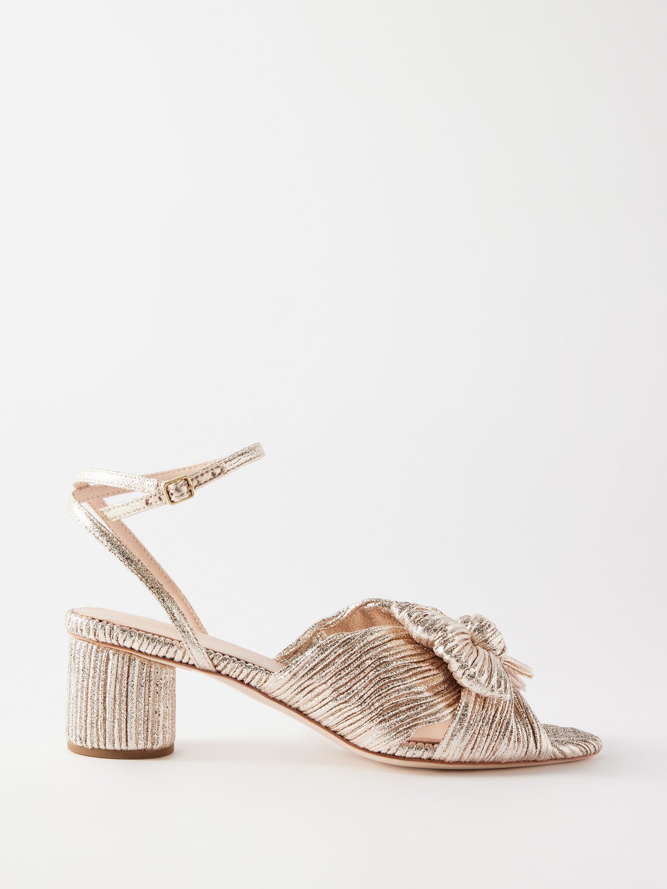 Dahlia 50 pleated-lamé sandals video