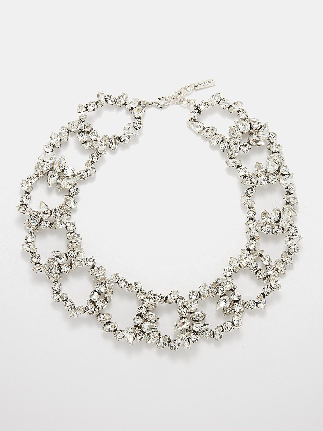 Silver Oversized crystal-embellished necklace