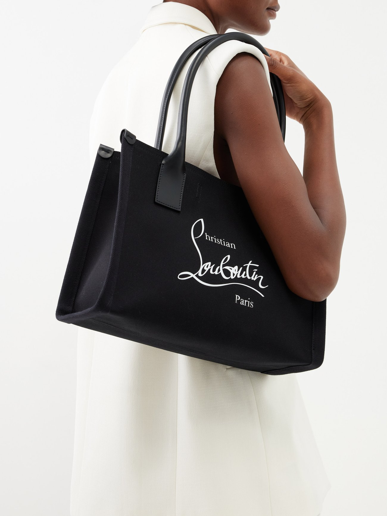 Nastroloubi small leather-trim canvas tote bag | Christian Louboutin