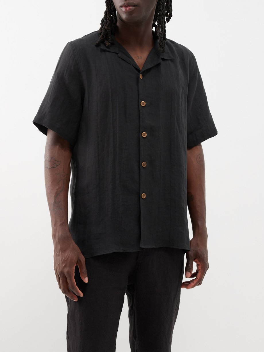 Black Linen short-sleeved shirt | Marané | MATCHESFASHION UK