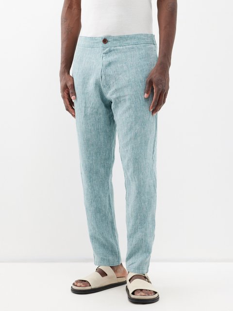Tana Recycled Linen Pants — Azure | Blue linen trousers, Blue linen pants  outfit, Linen pants