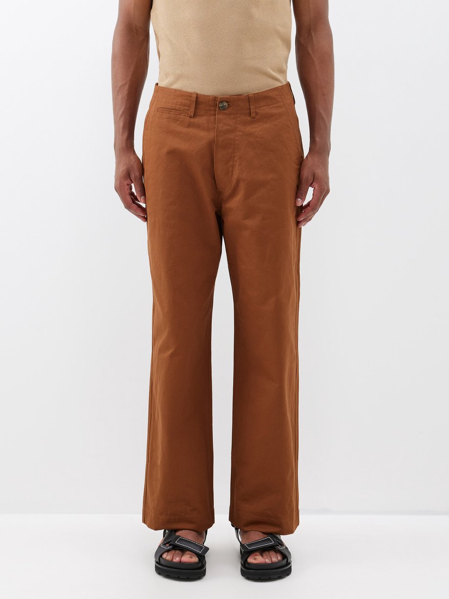 Biscuit Cotton Canvas Slim Fit Trousers  INCOTEX SLACKS  Russocapri