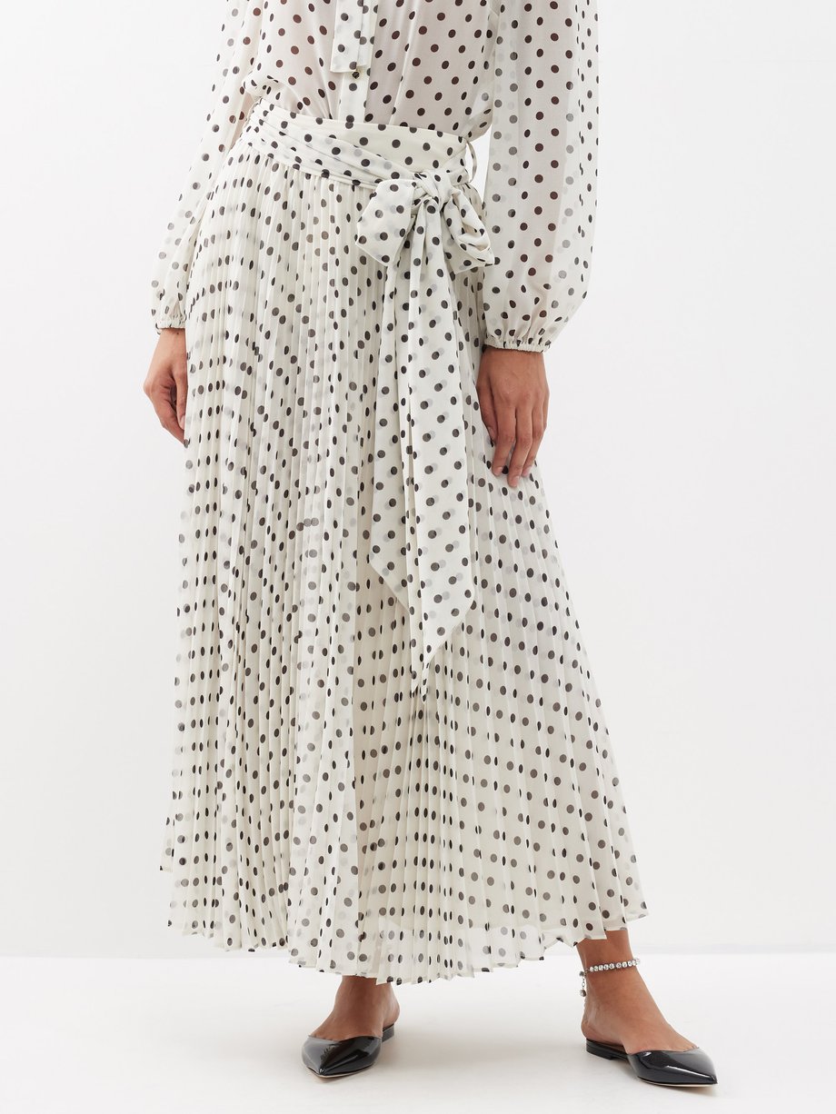 White Sunray polka-dot recycled-fibre chiffon midi skirt | Zimmermann ...