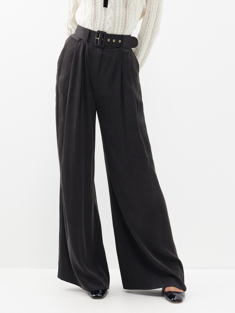 Black Wide-leg silk-satin trousers | Zimmermann | MATCHESFASHION UK