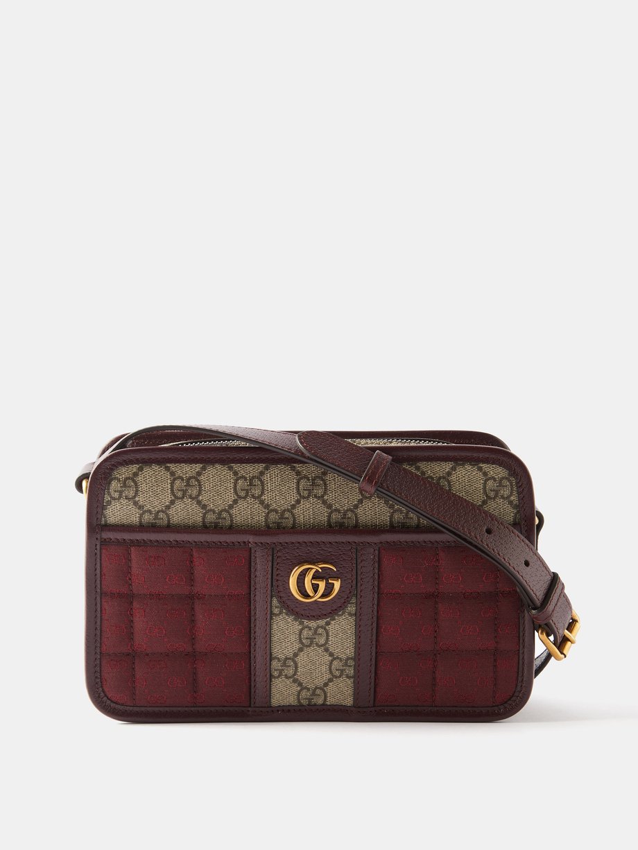 Burgundy GG Supreme canvas mini quilted cross-body bag, Gucci