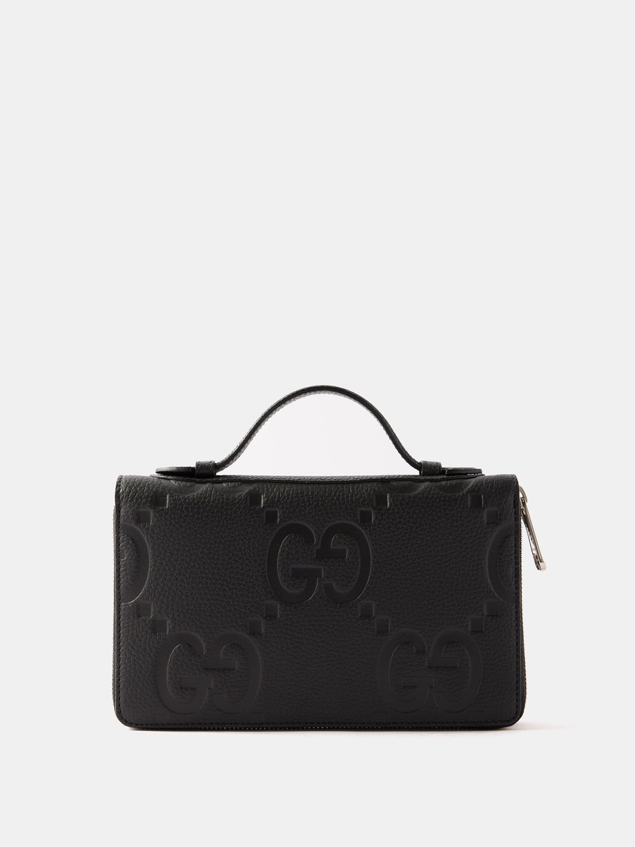 Black Jumbo GG-debossed leather wallet | Gucci | MATCHES UK