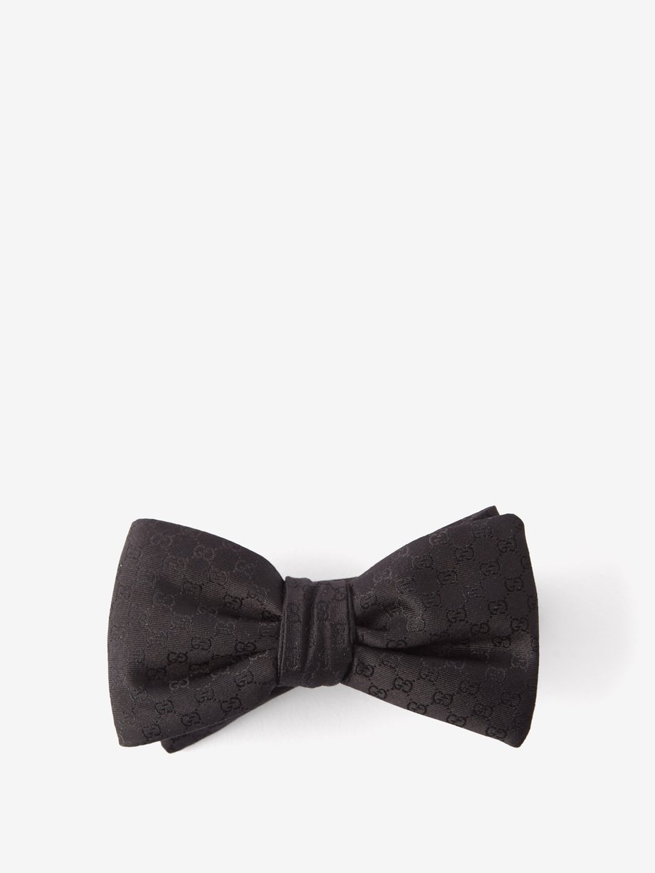 Black GG-jacquard silk bow tie | Gucci | MATCHES UK