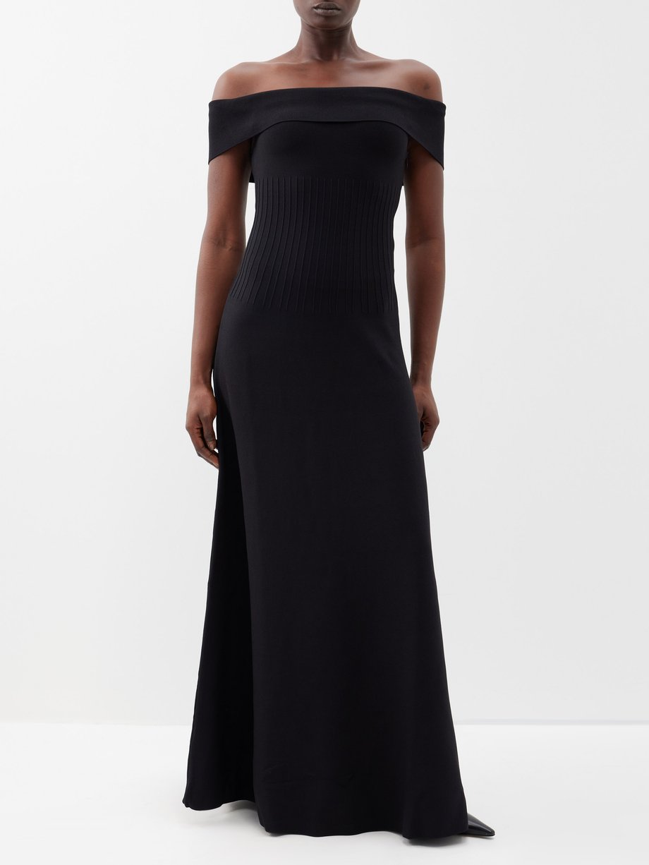 Black Artistry ribbed-waist knitted maxi dress | Staud | MATCHES UK