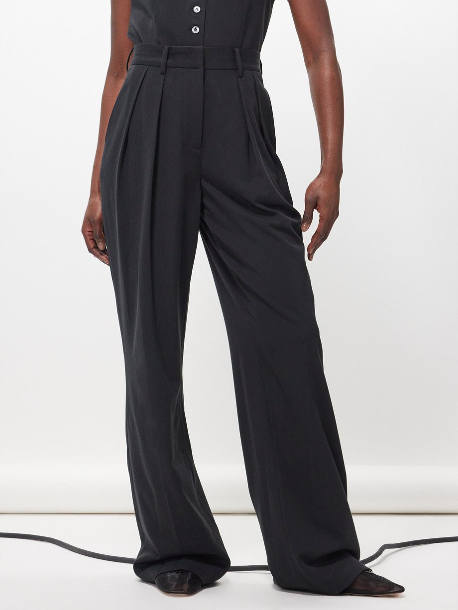 Black Luisa pleated wide-leg trousers | Staud | MATCHES UK