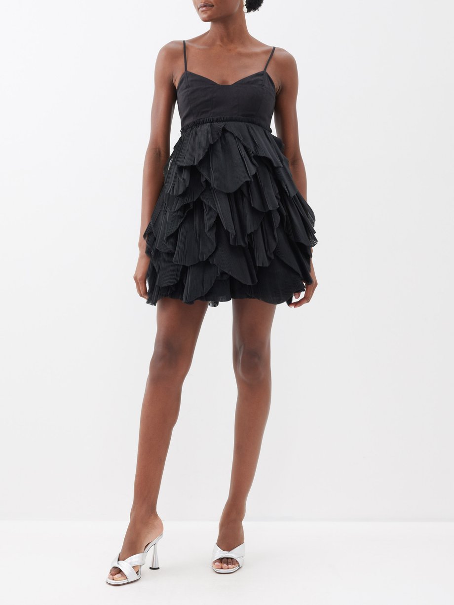 Black Elsie pleated linen-blend organza mini dress, Aje