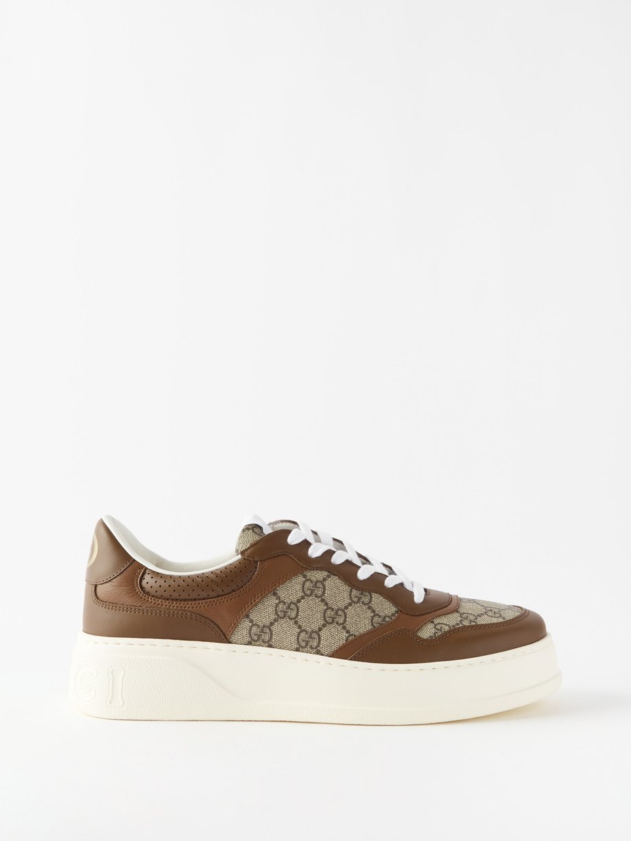 Hyret Indlejre Enumerate Gucci Gucci GG-Supreme and leather trainers Beige｜MATCHESFASHION（マッチズファッション)
