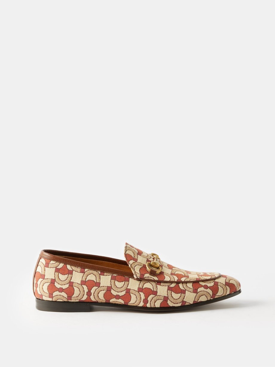 Beige Jordaan Horsebit-jacquard canvas loafers | Gucci | MATCHESFASHION US