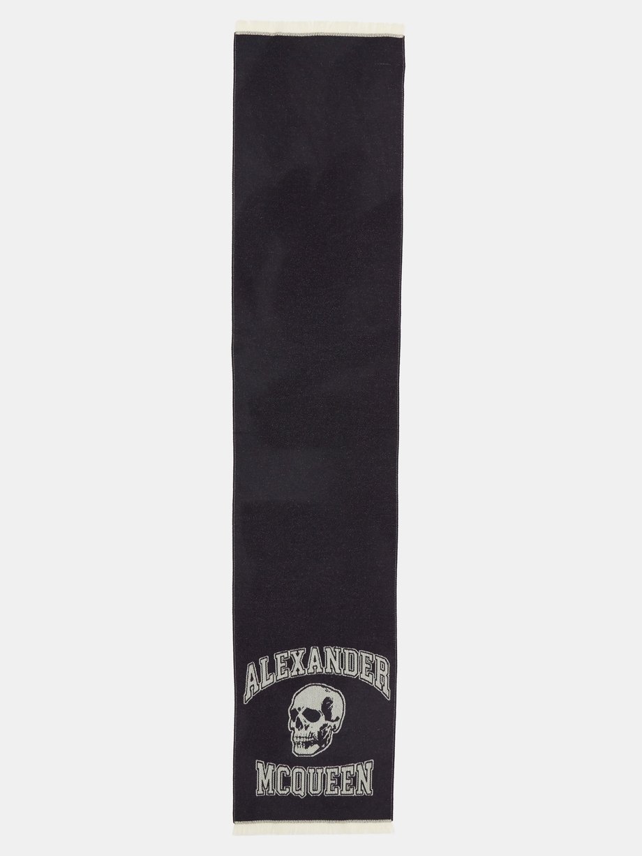 ALEXANDER MCQUEEN Fringed Printed Lyocell-Twill Scarf for Men