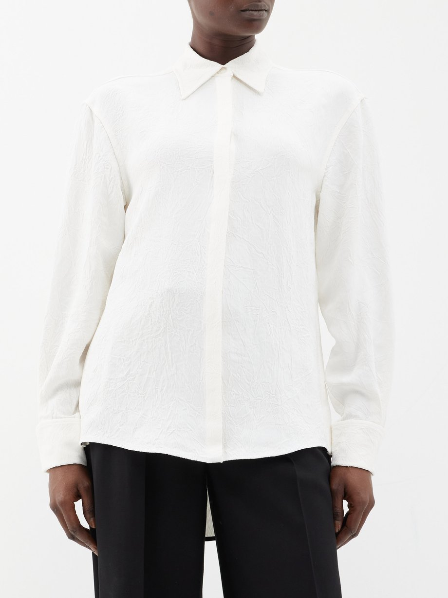 White Crushed matte-satin shirt | Proenza Schouler | MATCHES UK