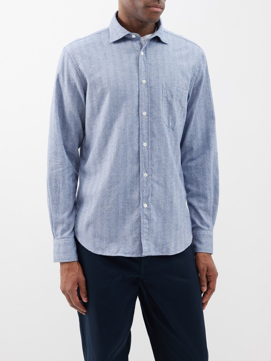 Blue Paul cotton-herringbone shirt | Hartford | MATCHESFASHION UK