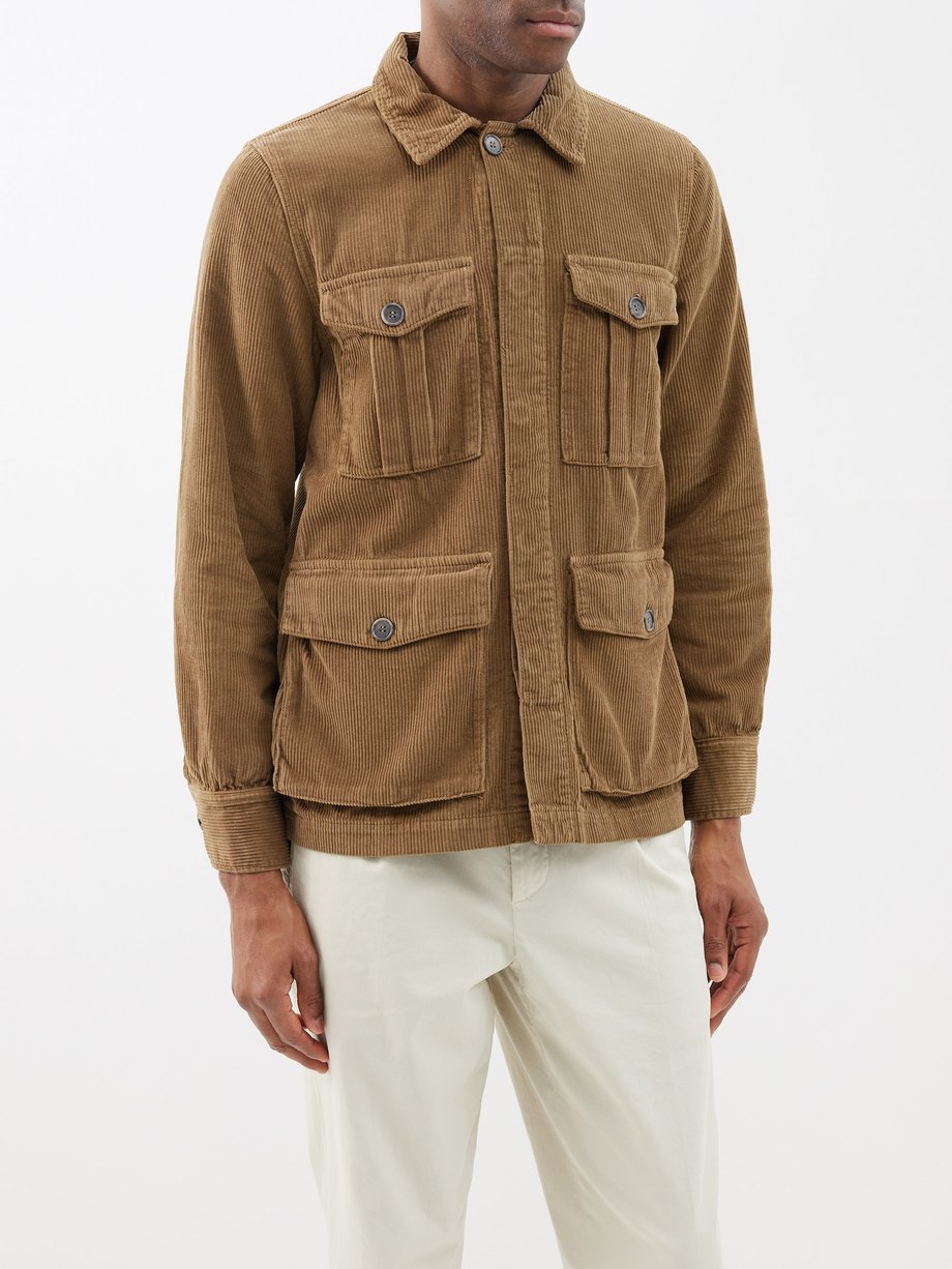 Beige Jude flap-pocket corduroy field jacket | Hartford | MATCHES UK