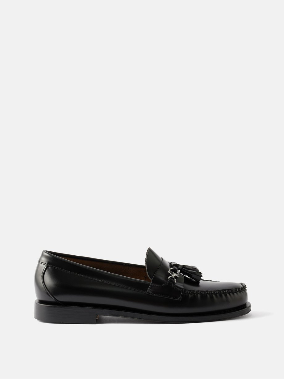 Black Lincoln tassel-trim leather loafers | G.H. BASS | MATCHES UK