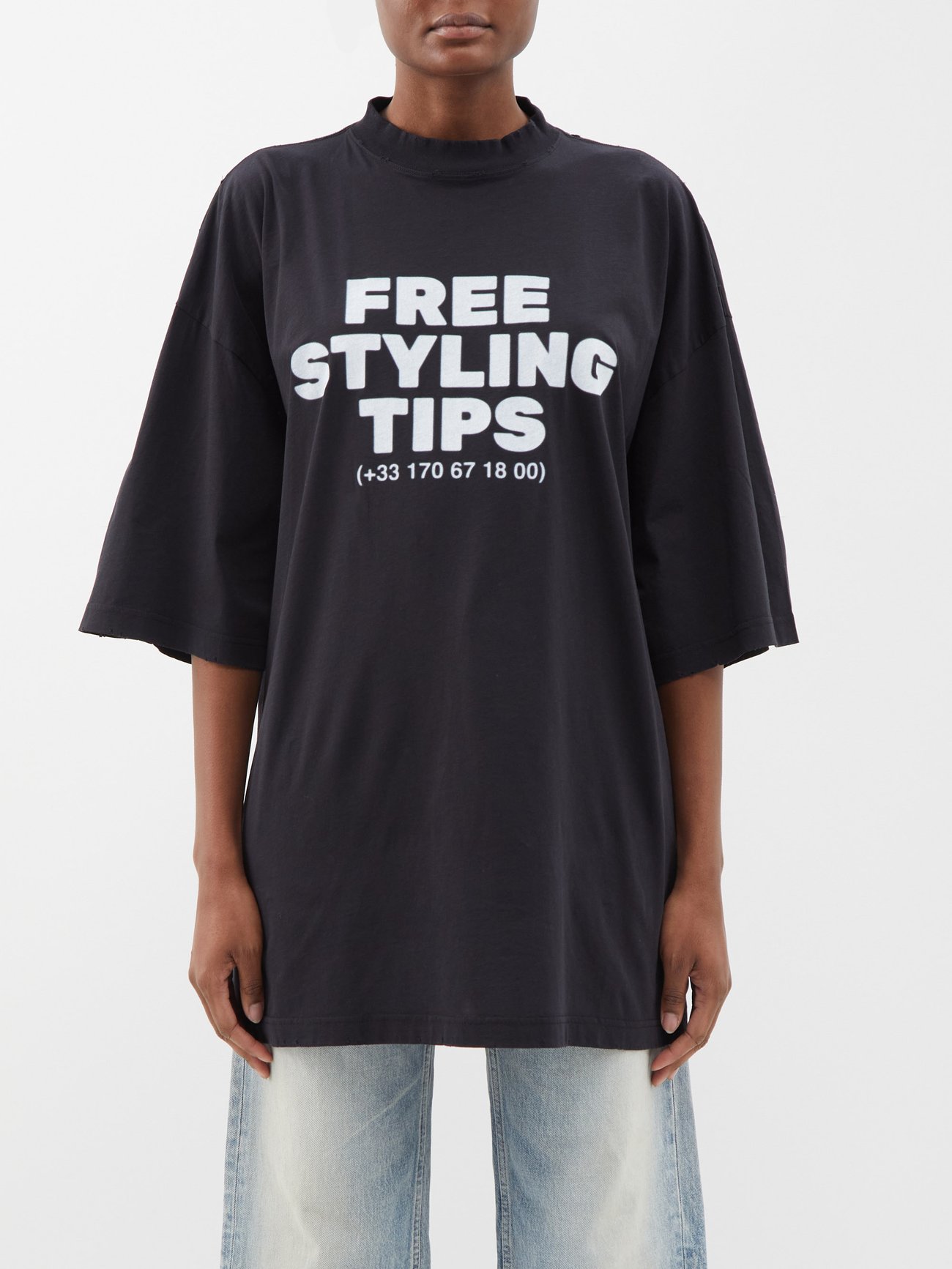 Free Styling Tips-print cotton-jersey T-shirt
