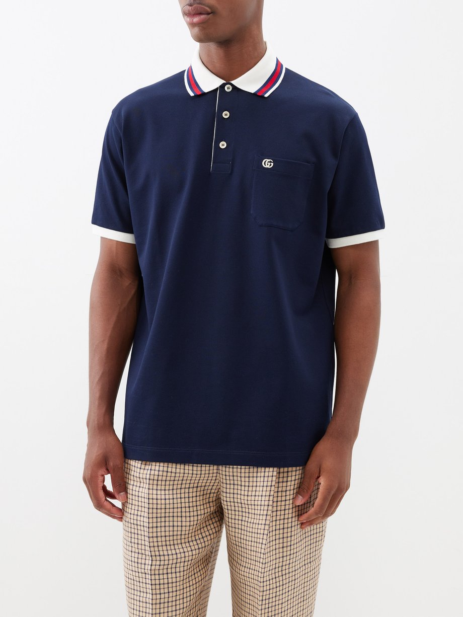 Gucci Gg Cotton-blend Polo Shirt - Blue