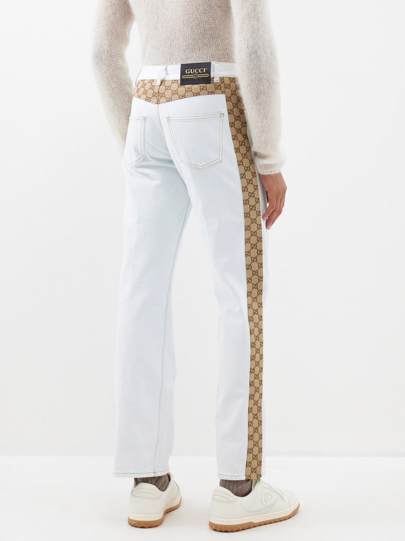 GG jacquard denim trouser in blue and white