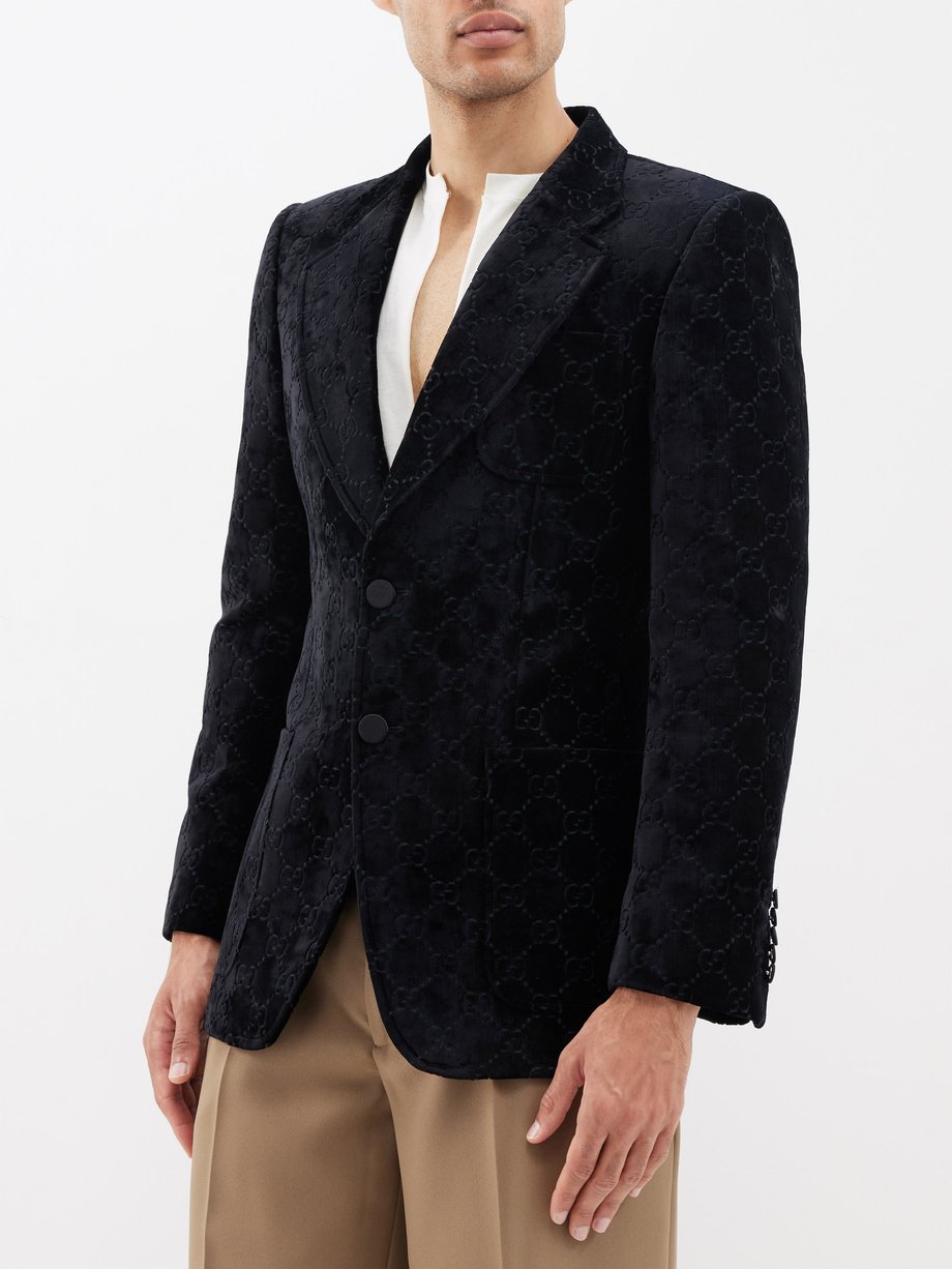 Black GG-embossed velvet jacket | Gucci | MATCHES UK