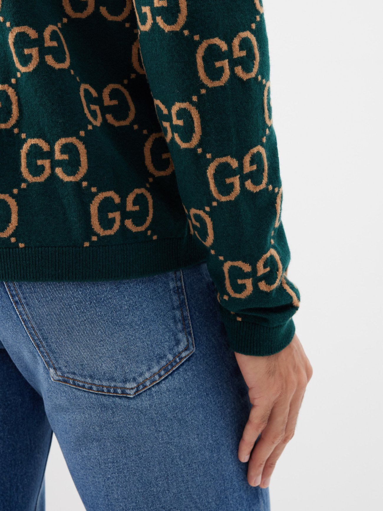 Gucci Wool GG Jacquard Sweater in Green for Men