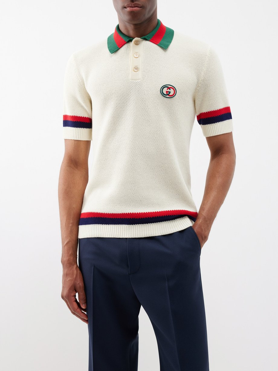 Forstærke fe vedholdende Neutral Logo-embroidered knitted-cotton polo shirt | Gucci | MATCHESFASHION  US