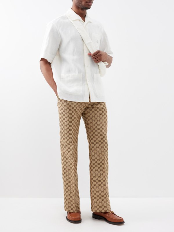 Camel GG-Supreme canvas trousers, Gucci