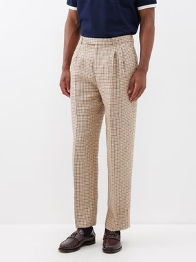 Gucci Checked Wooltweed Flared Pants  Pink  Editorialist