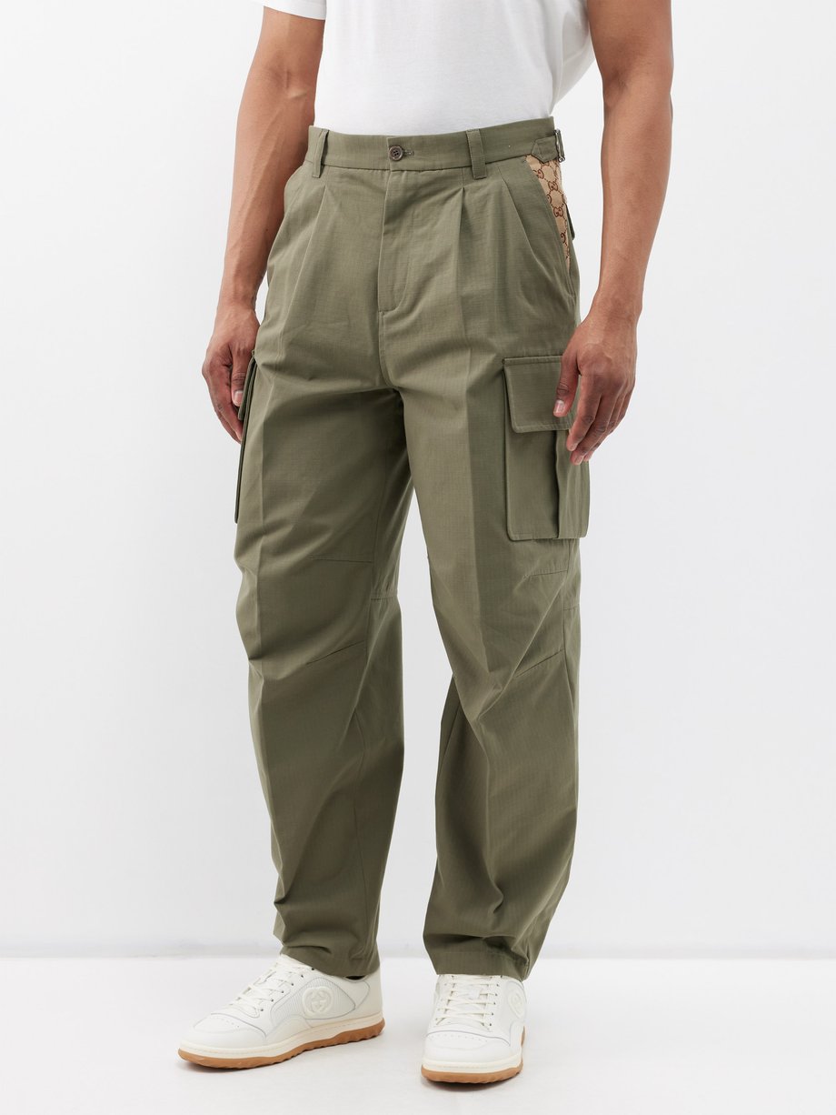 Green GG-jacquard cotton-ripstop cargo trousers, Gucci