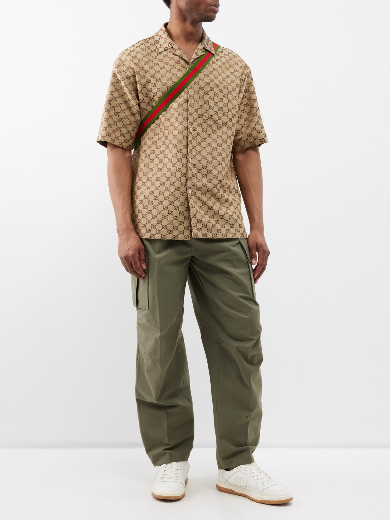 GG-jacquard cotton-ripstop cargo trousers