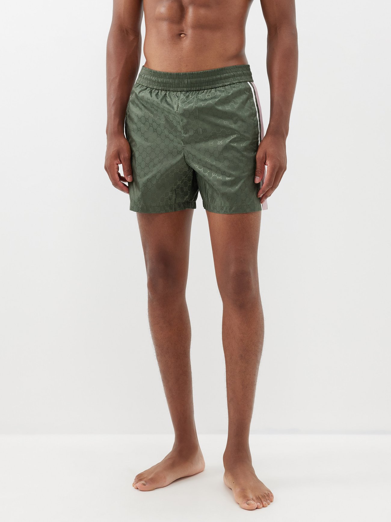Gucci GG Nylon Jacquard Swim Shorts, Size 50 It, Green, Ready-to-wear