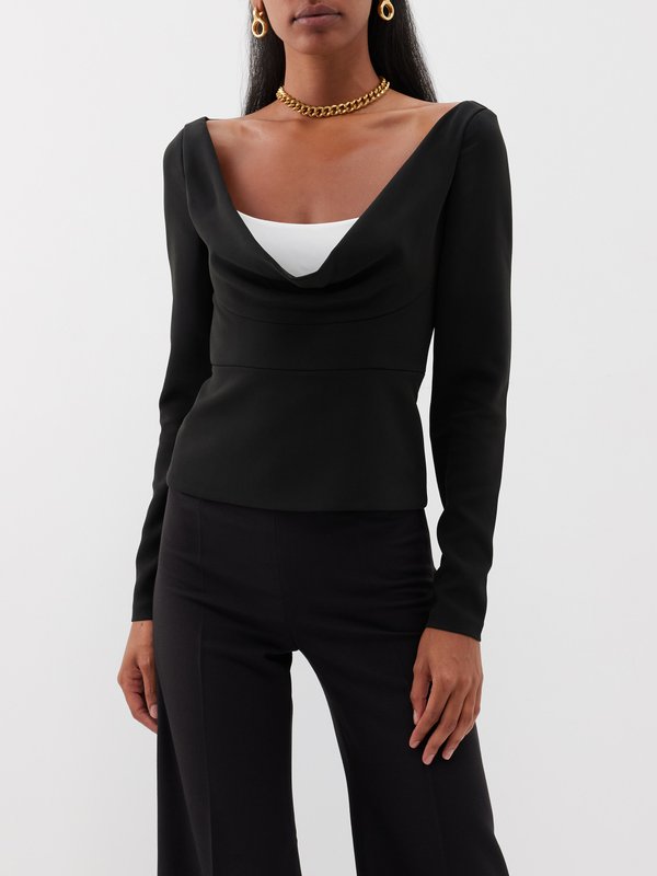 Roland Mouret Layered long-sleeve cady top