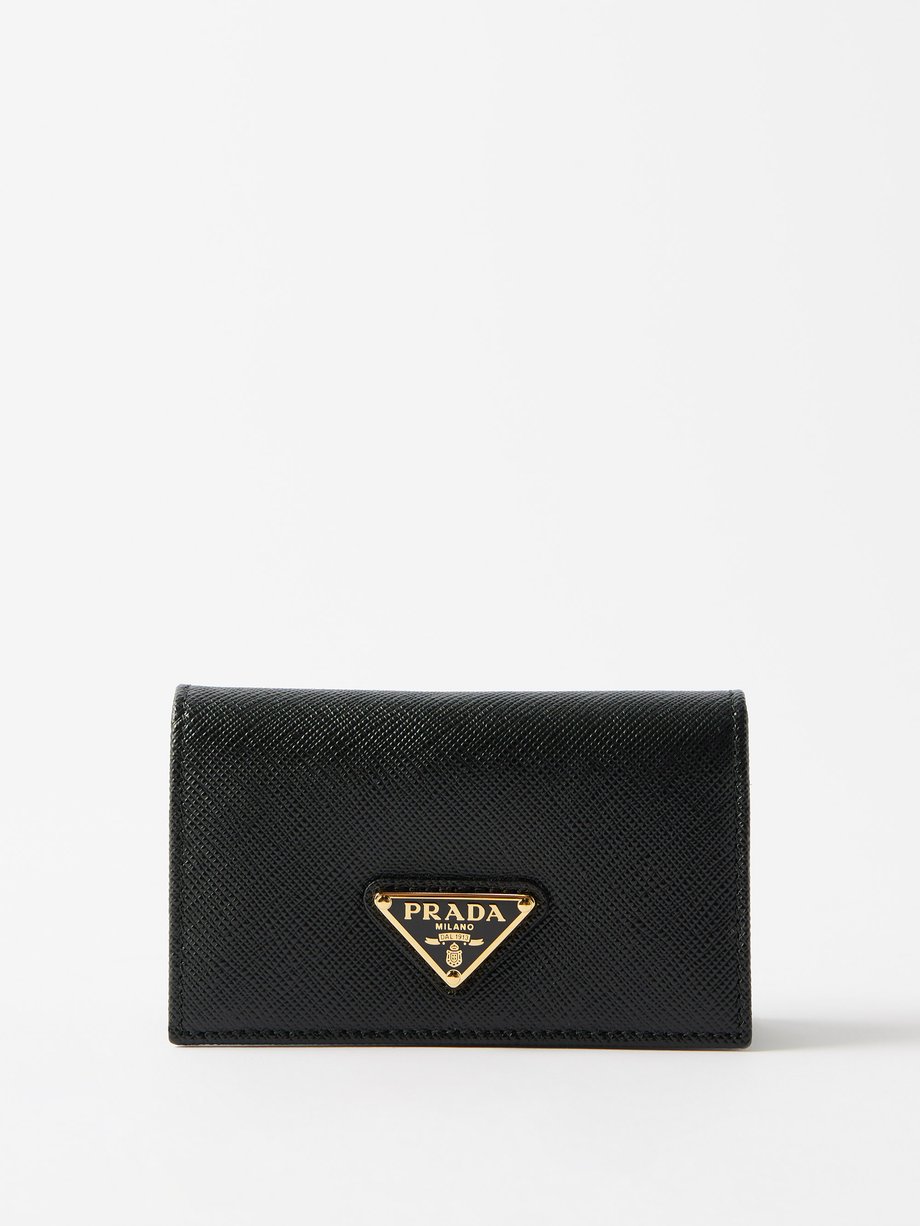 Black Triangle-plaque leather cardholder | Prada | MATCHESFASHION UK