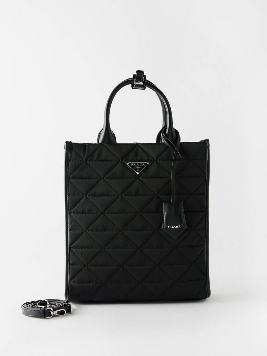 Black Quilted Re-Nylon tote bag | Prada | MATCHES UK