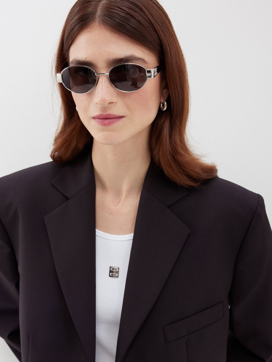 Silver Triomphe oval metal sunglasses | Celine Eyewear | MATCHES UK