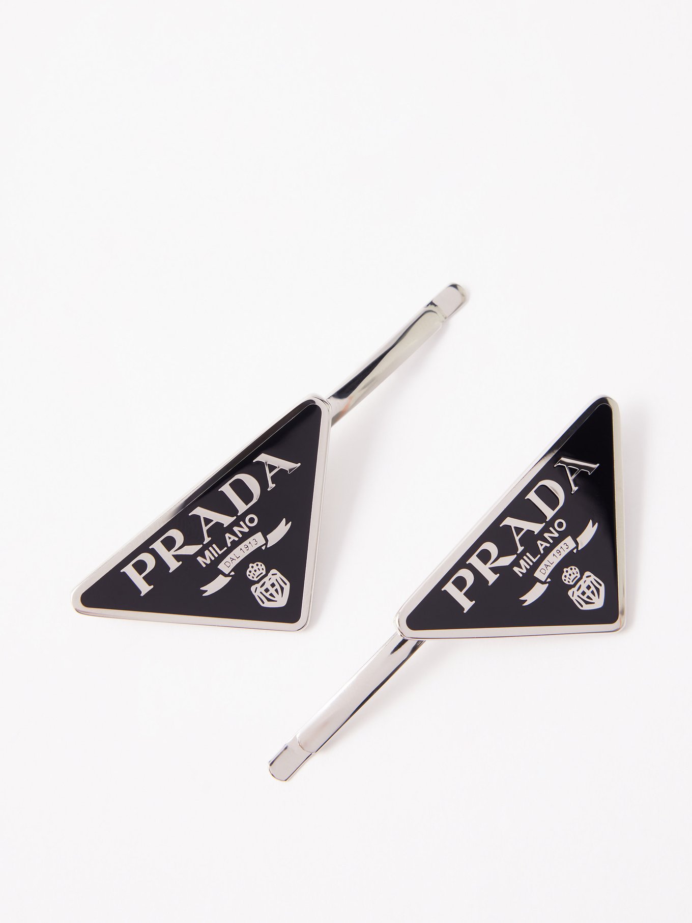 Prada Triangle Logo Hairclip - Black