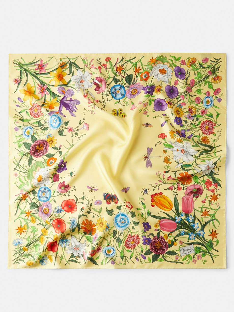 Gucci Floral-Print Silk Scarf