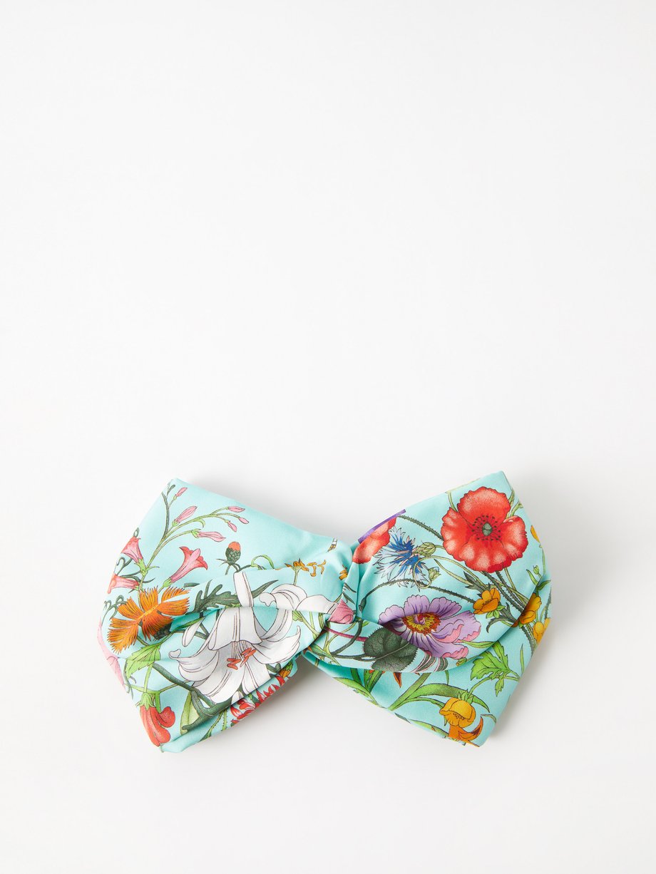 Blue Flora-print silk-twill headband | Gucci | MATCHESFASHION UK