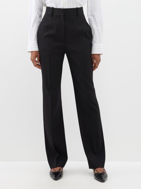 Another Tomorrow High-rise wool-blend straight-leg trousers