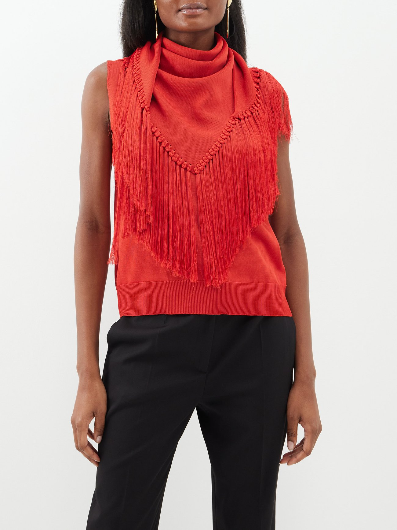 STRETCH VISCOSE FRINGE TANK TOP