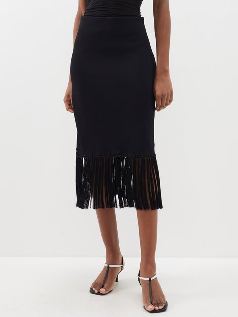 Black High-waist velvet pencil skirt, Alexandre Vauthier